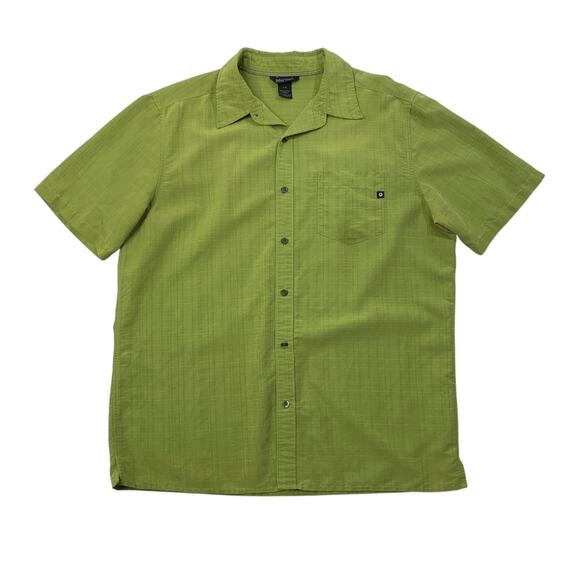 Marmot Shirt Mens L Large Lime Green Button Up Short Sleeve Textured Plaid - Picture 1 of 13